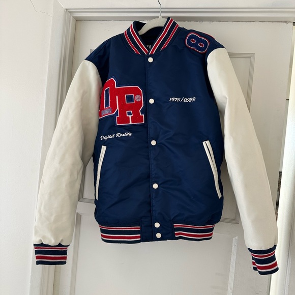 Zara Other - Zara Navy and White Varsity Jacket